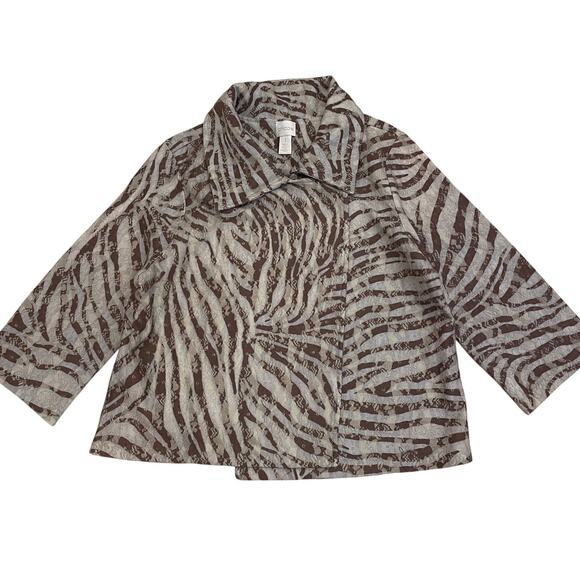 Chico’s 1 Zebra Swing Jacket | Runway-Inspired Neutral Brown Lace Fall '25 Trend - Picture 1 of 9